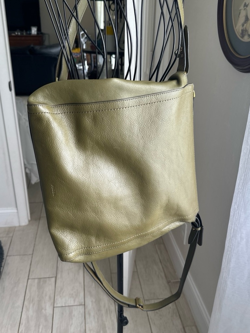 Fossil Olive Leather Hobo Backpack